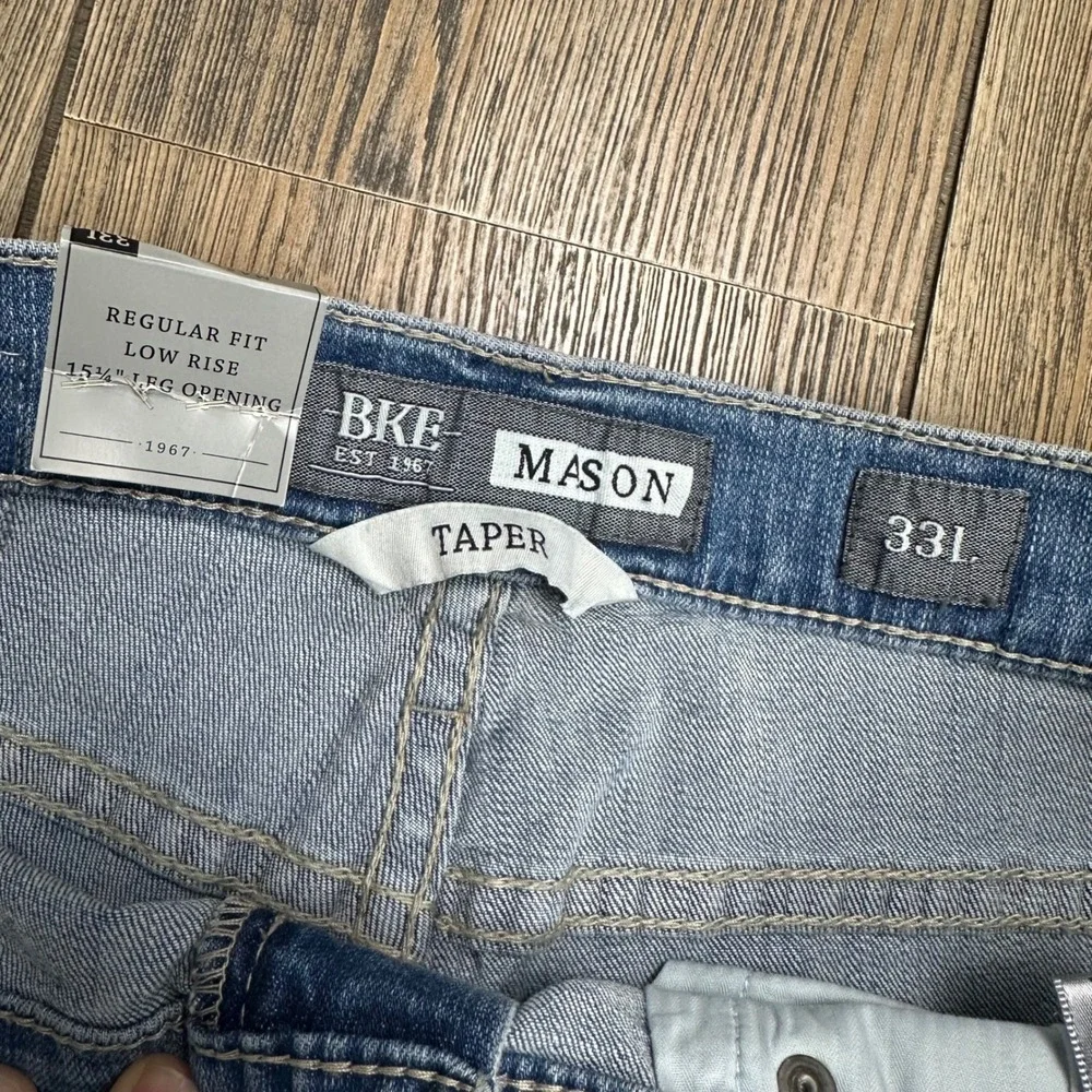 BKE Mason Regular Fit Tapered Jeans Mens 33L 33x34 NWT Stretch Low Rise Denim